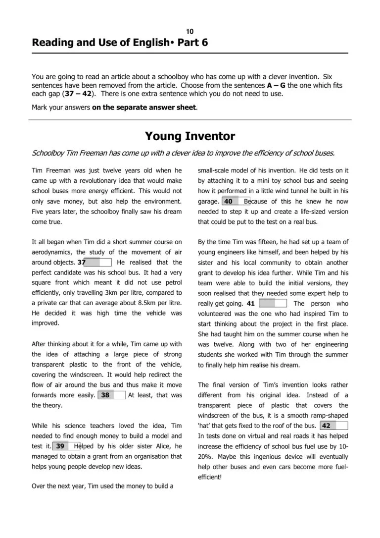 B2 First / FCE Reading and Use of English Part 6｜文章句子填空