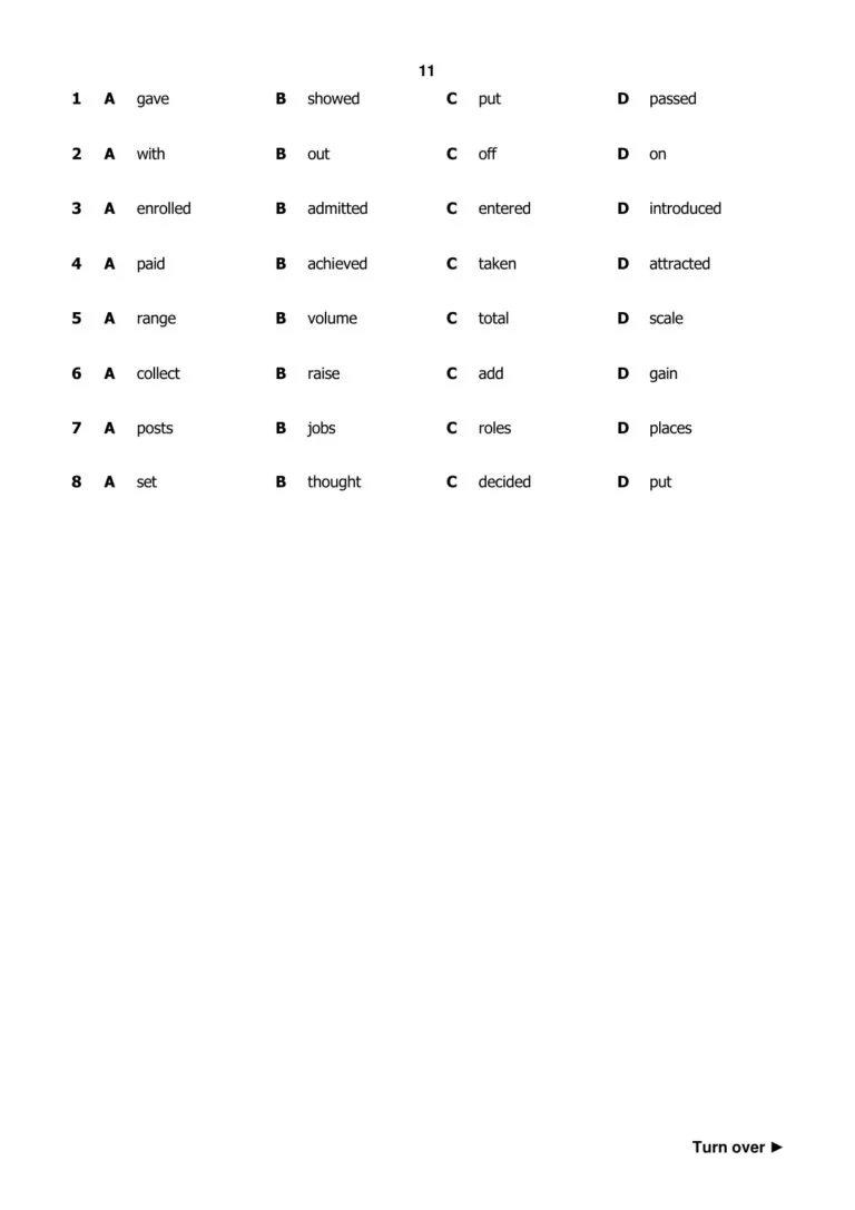B2 First / FCE Reading and Use of English Part 1｜選項